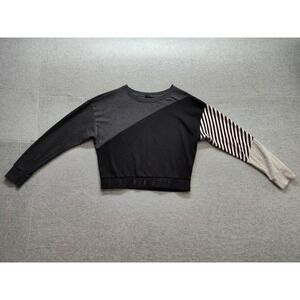 Victorias Secret Women Sweatshirt M Gray Colorblock Round Neck Athleisure Wear